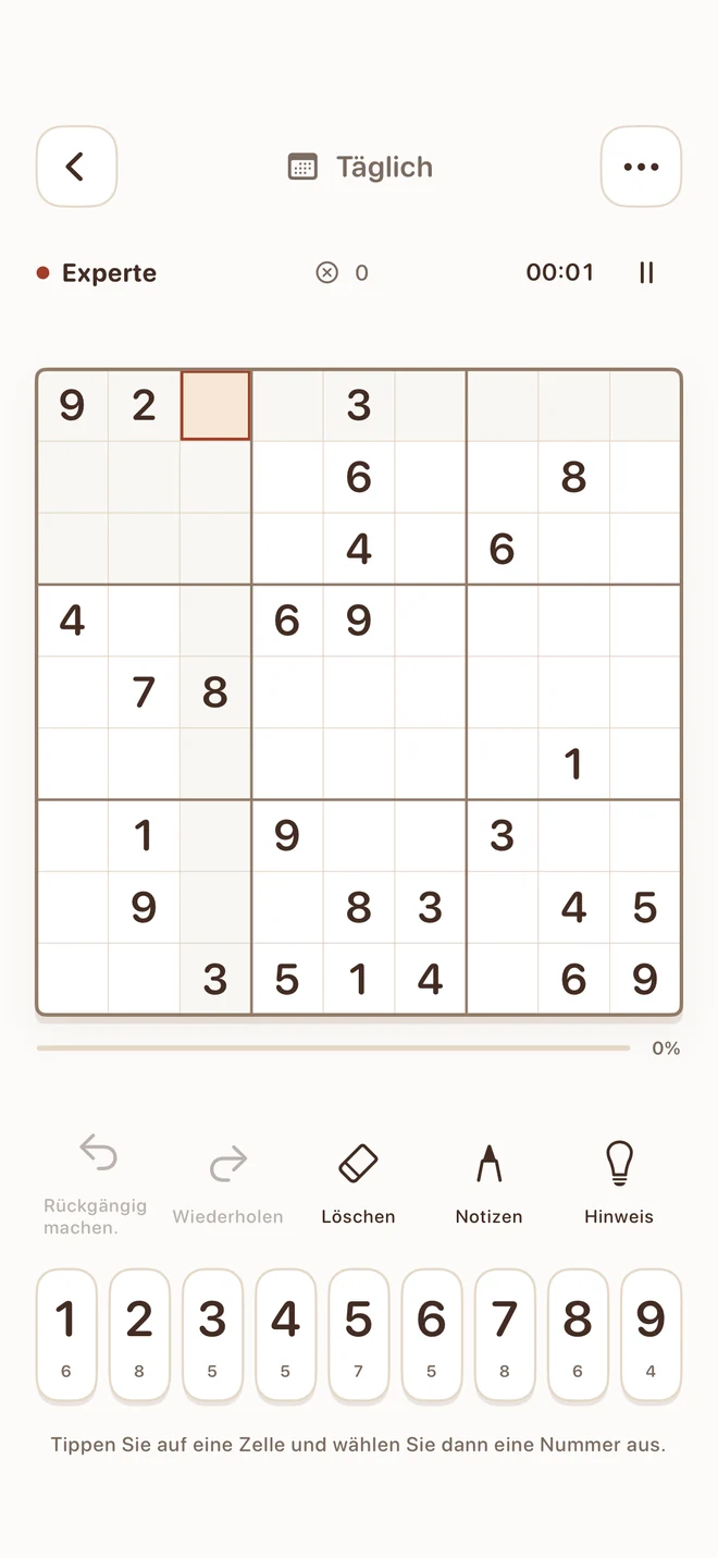 Tiny Sudoku — Finde deine Herausforderung.