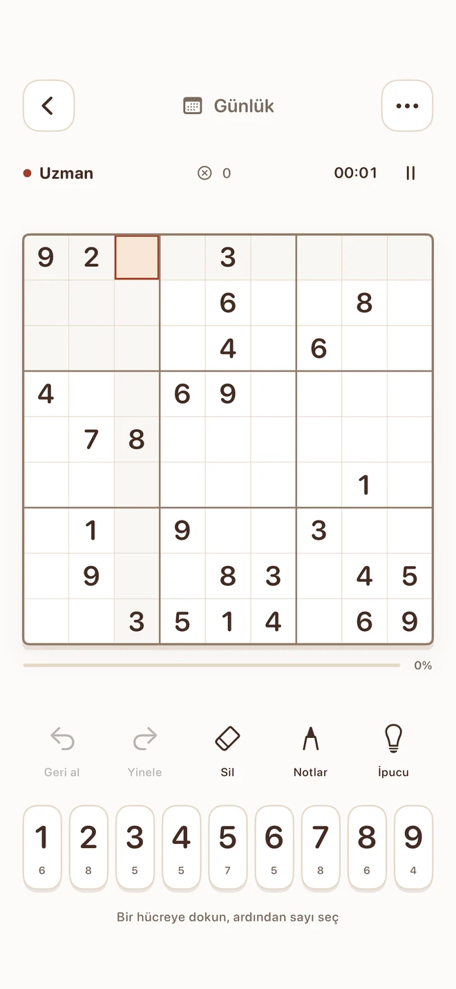 Tiny Sudoku — Kendi zorluğunu bul.