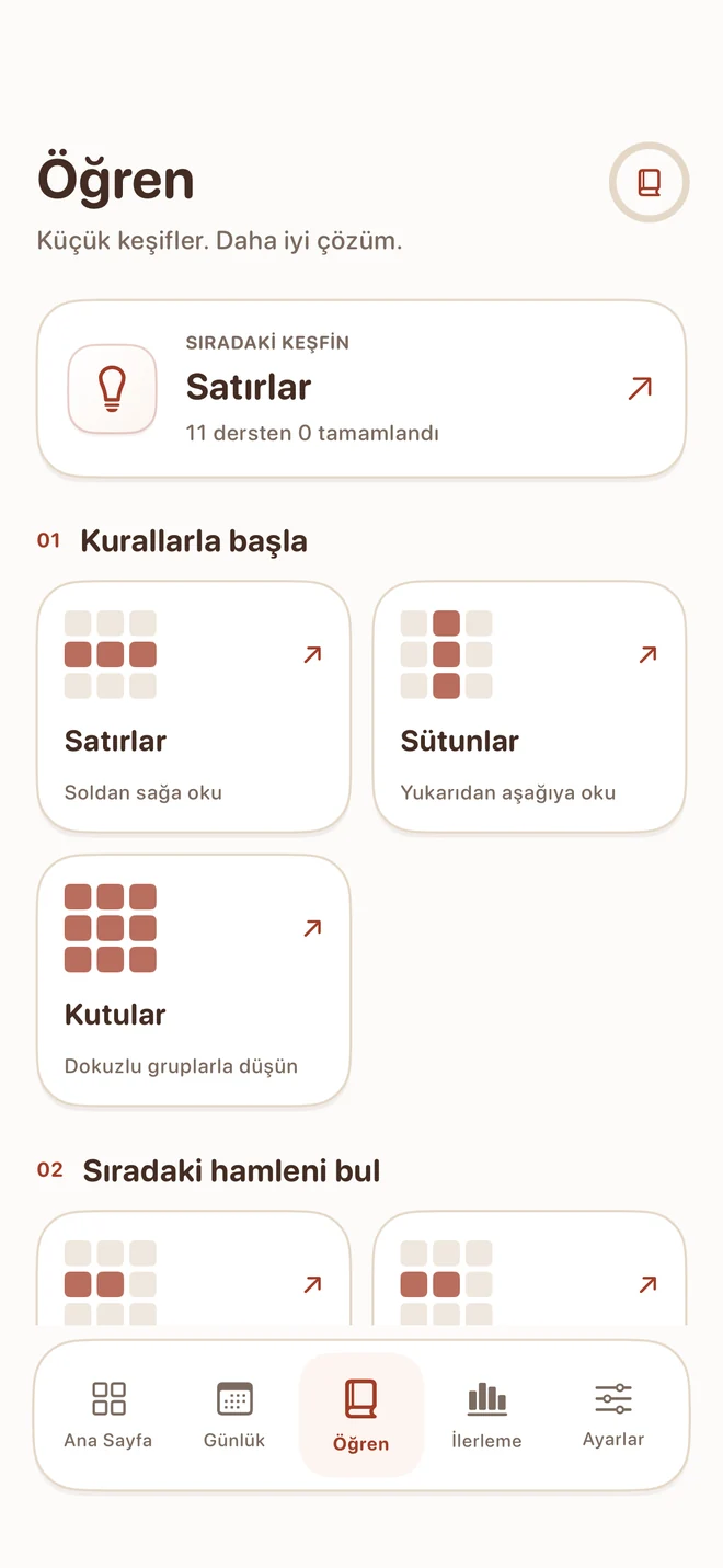 Tiny Sudoku — En iyi ipucu, ‘şimdi anladım’ dedirtir.