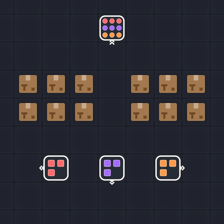 Original Tiny Trains level 64 puzzle board
